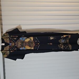 Horus Vintage Egyptian kaftan Robe, Blue / Gold Nefertiti/ Tutankhamun Design